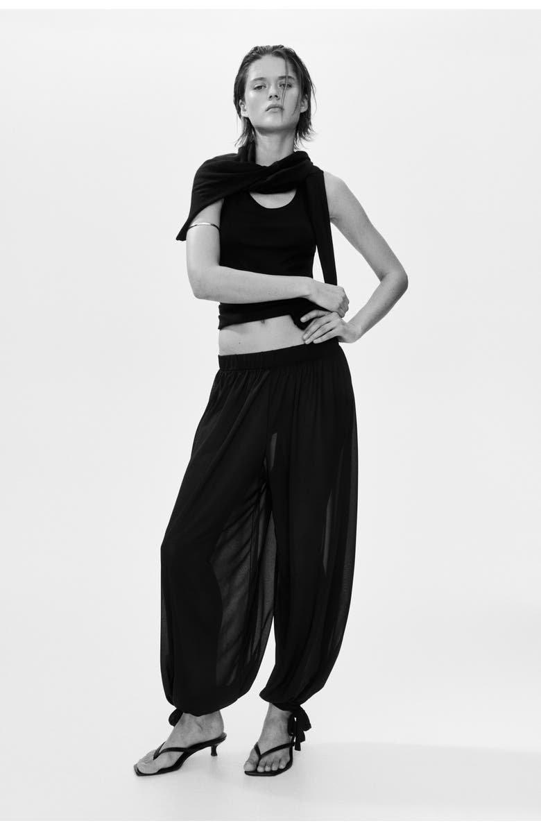 H&M Tie-detail Balloon Trousers, Alternate, color, Black