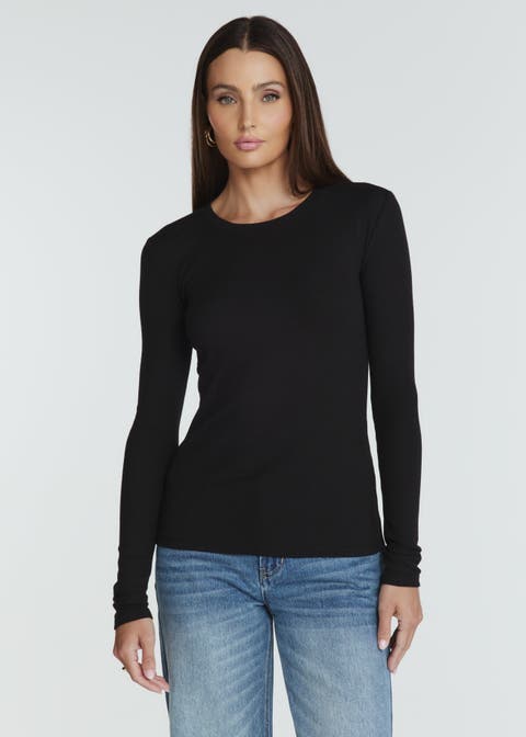 Modal Long Sleeve Ribbed T Shirt