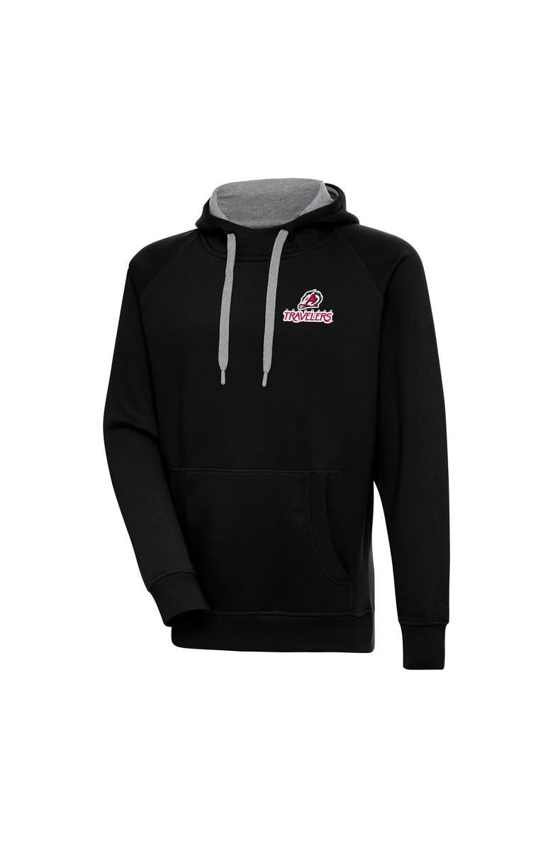 ANTIGUA Men's Antigua Black Arkansas Travelers Victory Pullover Hoodie, Main, color,