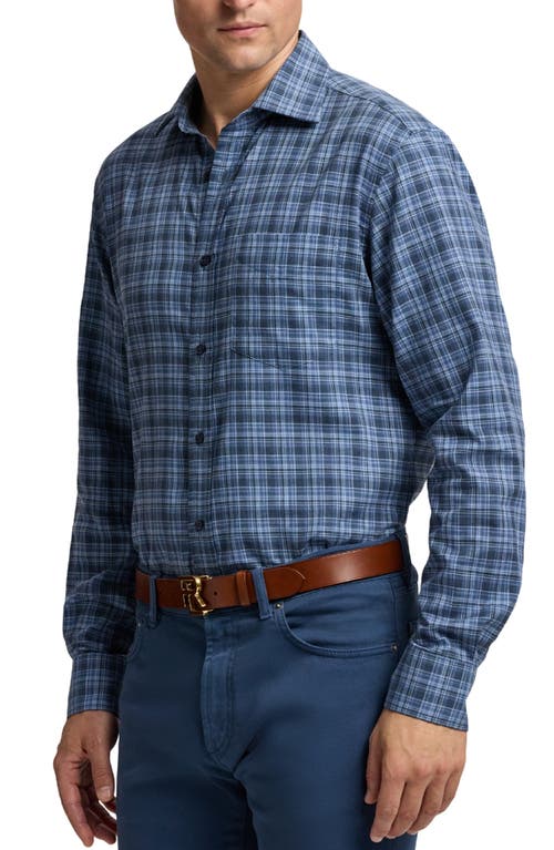 Ralph Lauren Purple Label Aston Plaid Brushed Cotton Button-up Shirt In Blue