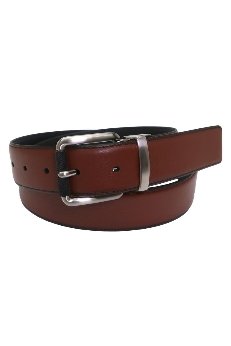 Mens Reversible Leather Belt, Alternate, color, Cognac