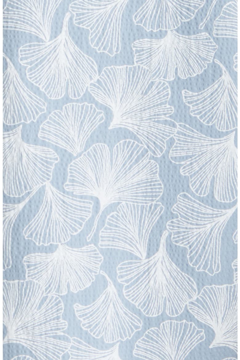 Leaf Print Stretch Seersucker Short Sleeve Button-Up Shirt, Alternate, color, BLUE- WHITE CHANTERELLES