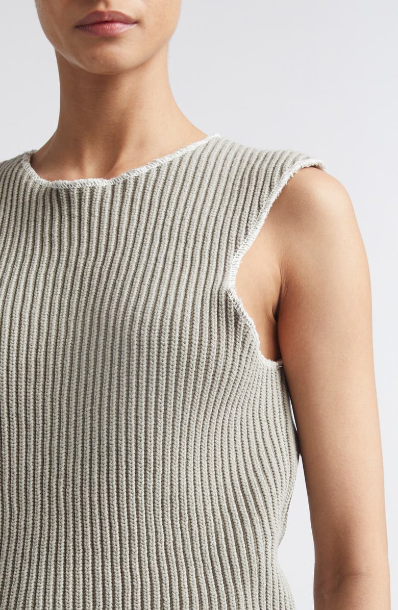 MM6 Maison Margiela Deconstructed Sleeveless Cotton & Nylon Sweater, Alternate, color, Grey