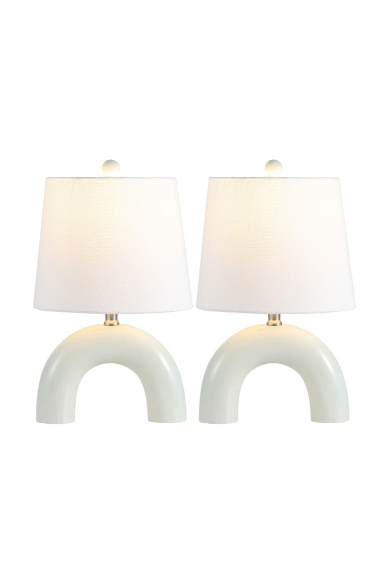 Zadie 17.75" Scandinavian Minimalist Ceramic Arch LED Table Lamp, Main, color, Blue Gray