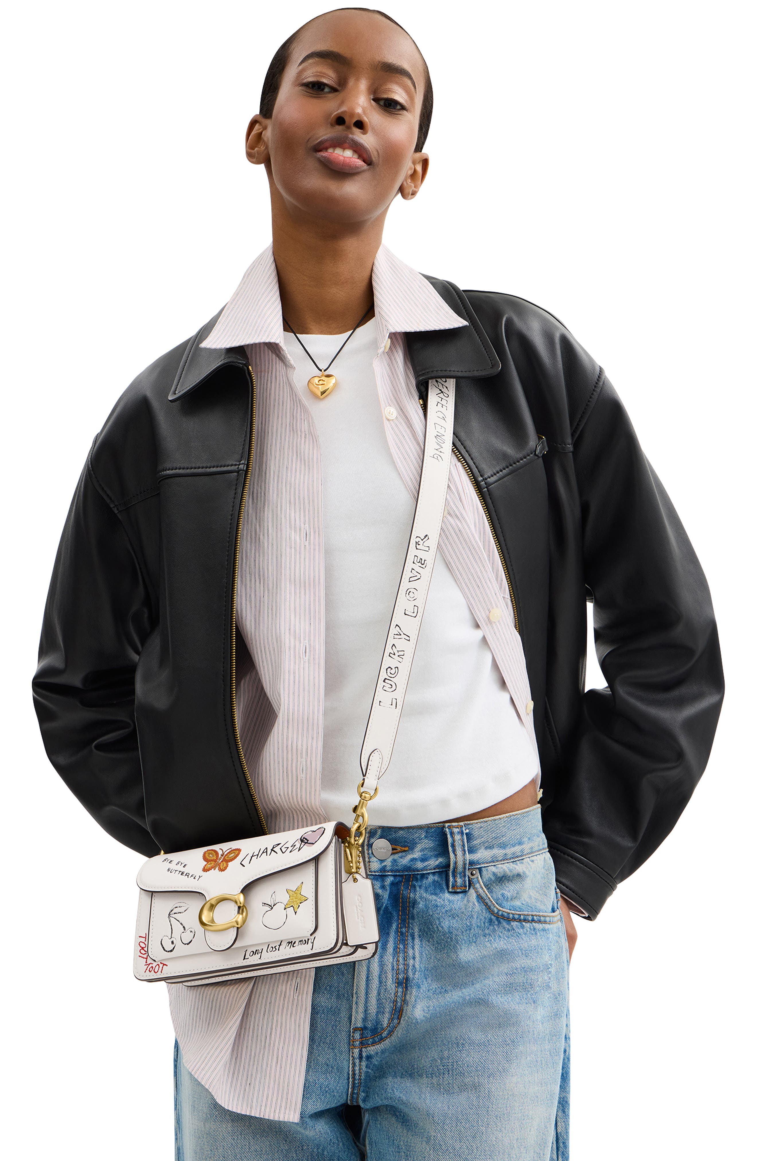 COACH Tabby Sketch Print Leather Shoulder Bag, Alternate, color, 