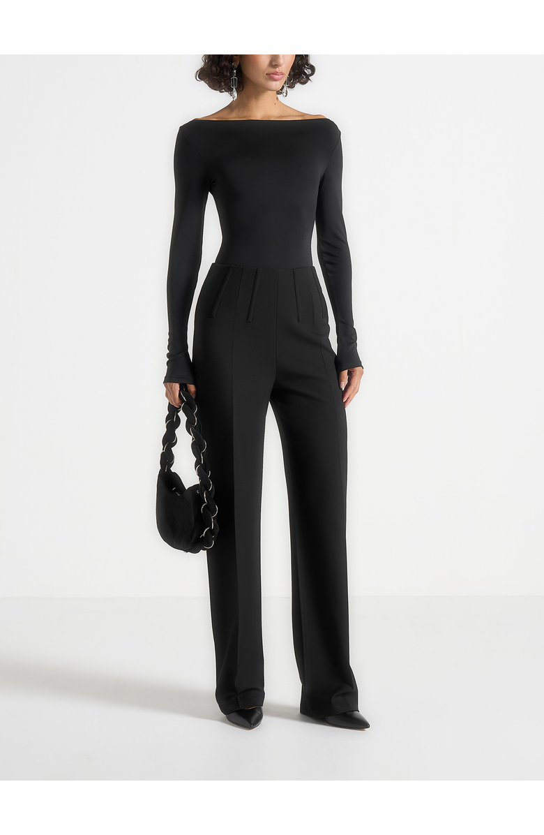 Manière De Voir Rafaela Corset Waist Tailored Trousers, Main, color, Black