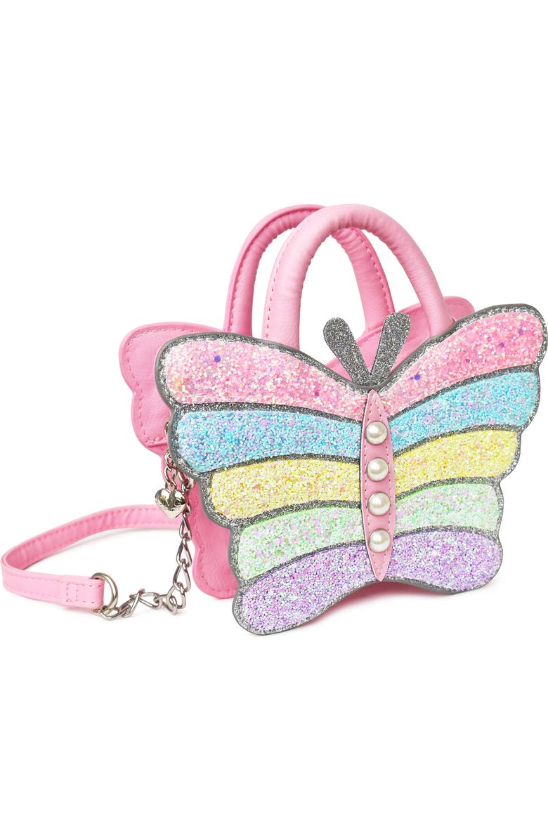 OMG Accessories Kids' Butterfly Glitter Crossbody Bag, Alternate, color, Lollipop