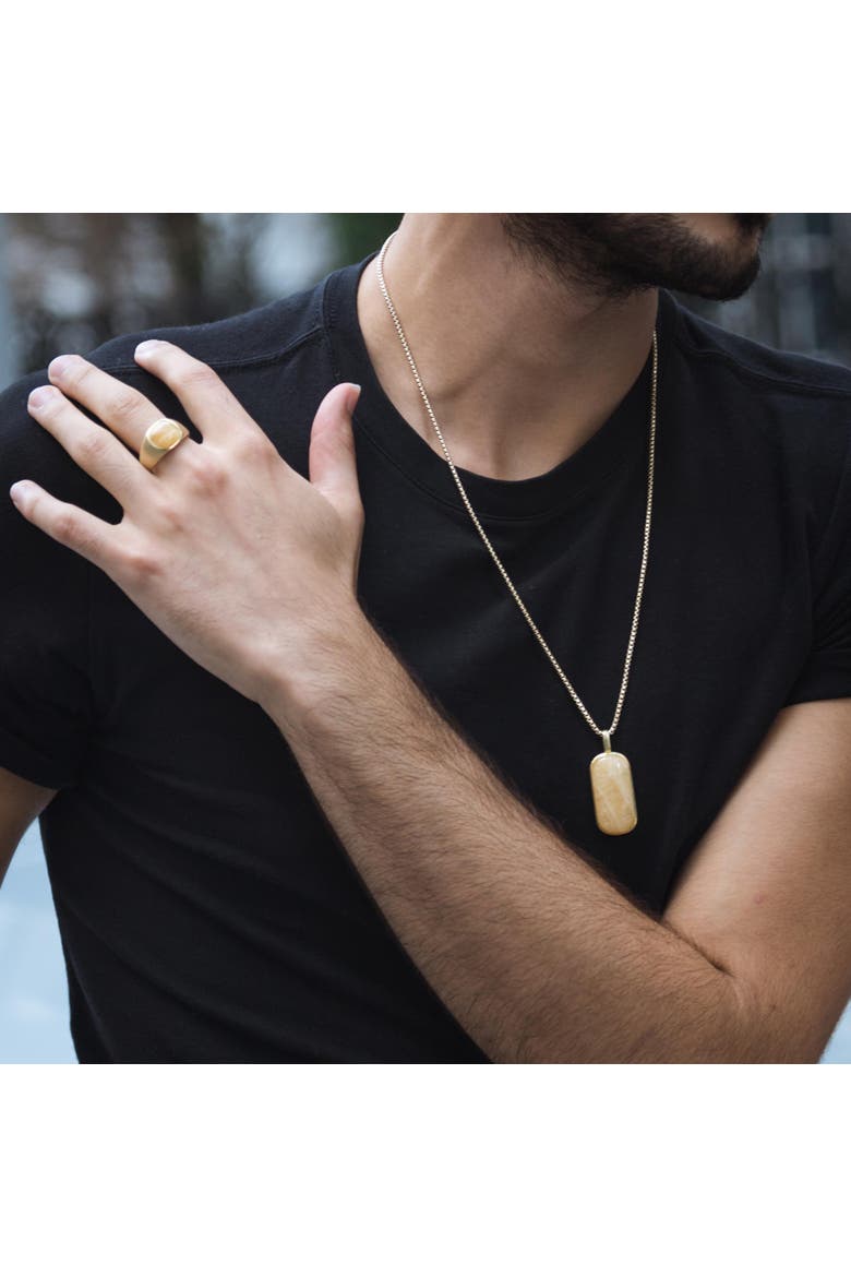 Yellow Lace Agate Sterling Silver Men Tag Necklace, Alternate, color, 14KT Gold Vermeil on Sterling
