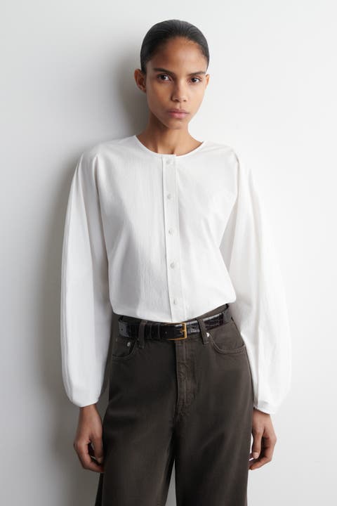 Gathered Pima Cotton Blouse