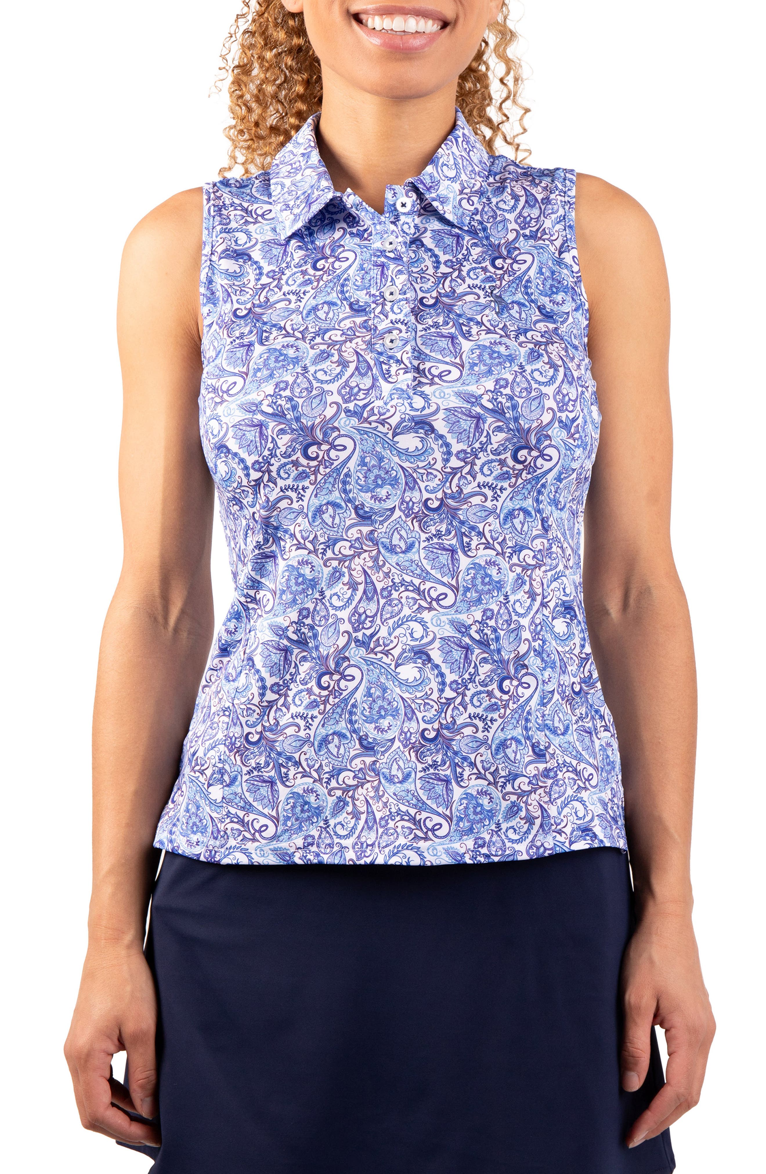 TailorByrd Paisley Print Polo Tank