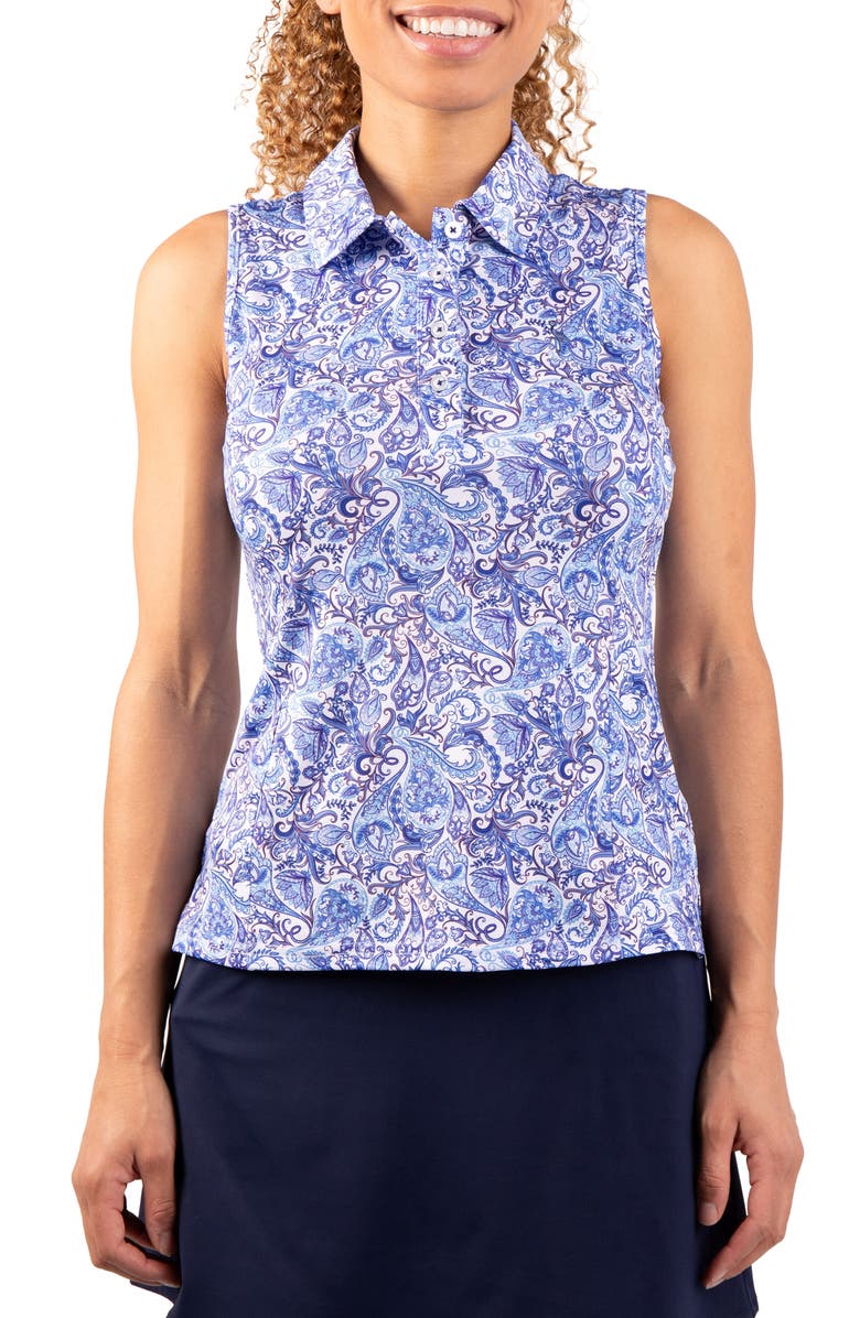 TailorByrd Paisley Print Polo Tank, Main, color, Light Blue