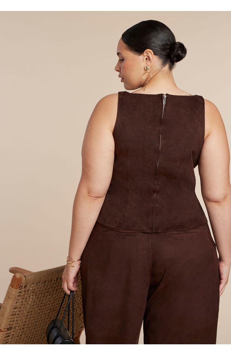 ELOQUII Faux Suede Flap Top, Alternate, color, Chicory Coffee