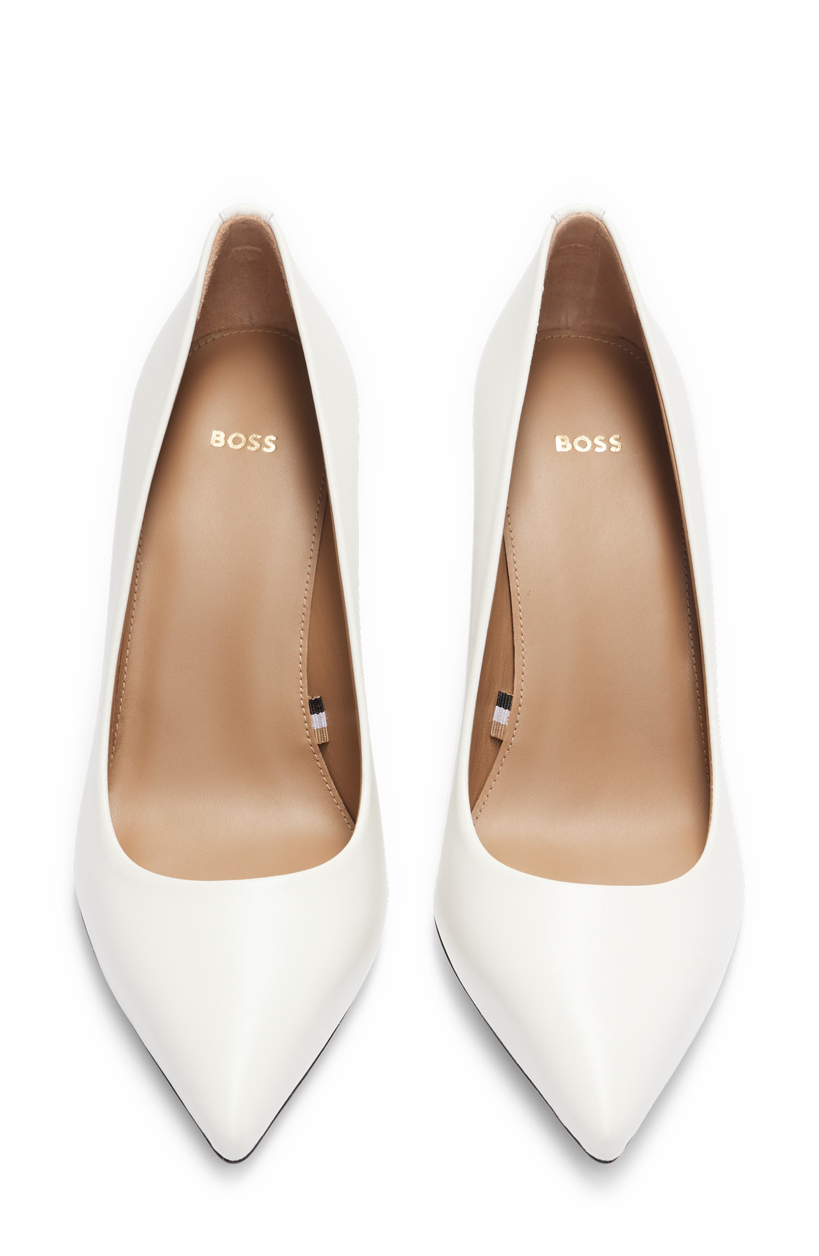 BOSS Janet Block Heel Pointed Toe Pump, Alternate, color, Open Wht