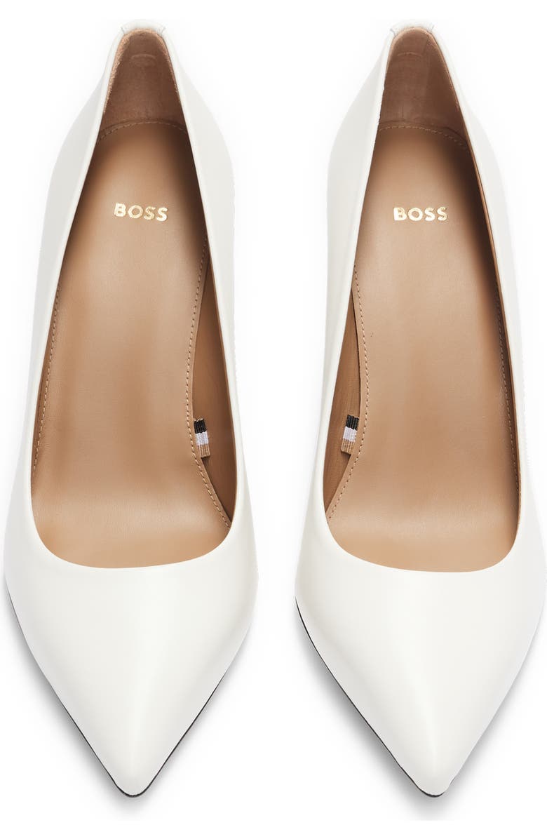 BOSS Janet Block Heel Pointed Toe Pump, Alternate, color, Open Wht