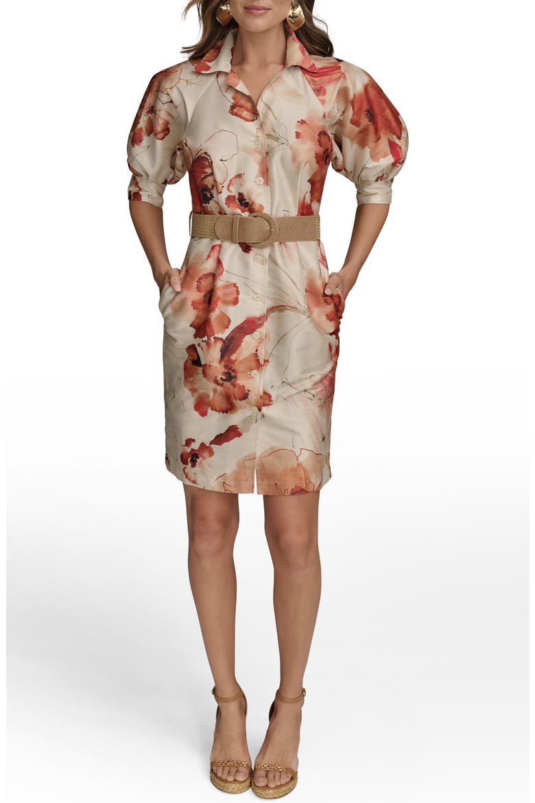 Floral Print Shirtdress, Main, color, CINNAMON MULTI
