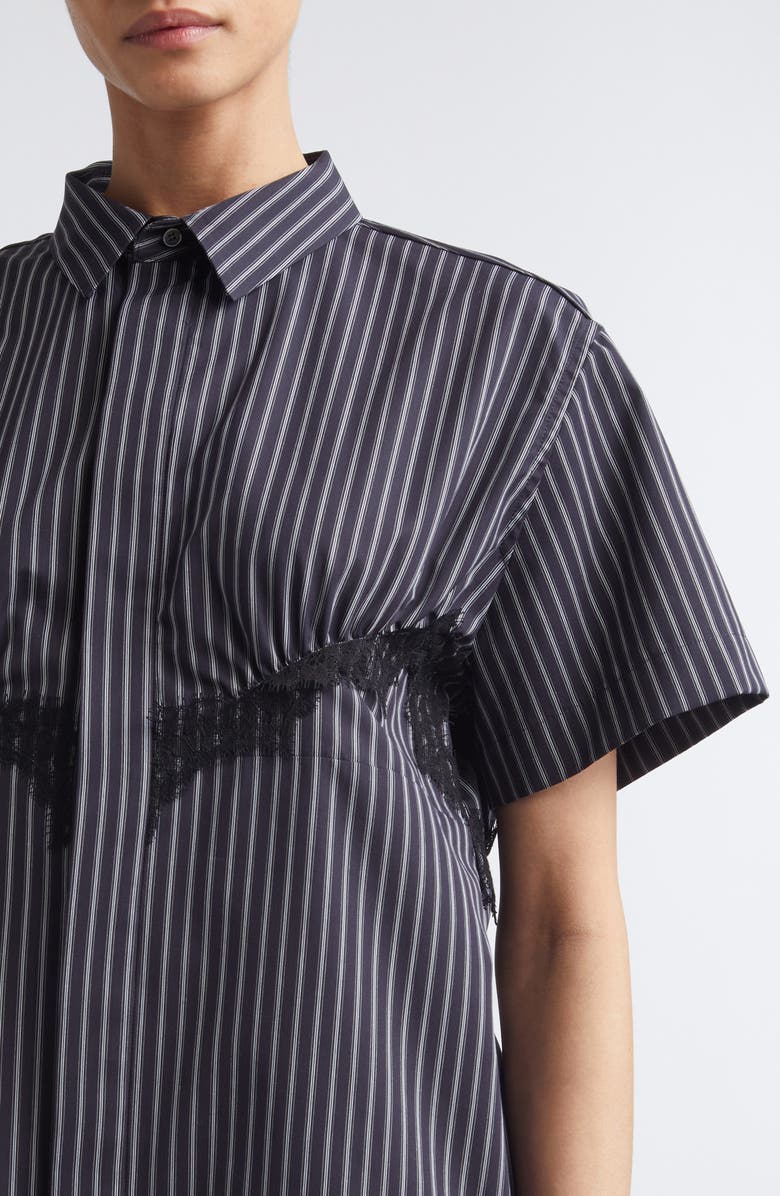Sacai Pinstripe Poplin Shirtdress, Alternate, color, Navy Stripe