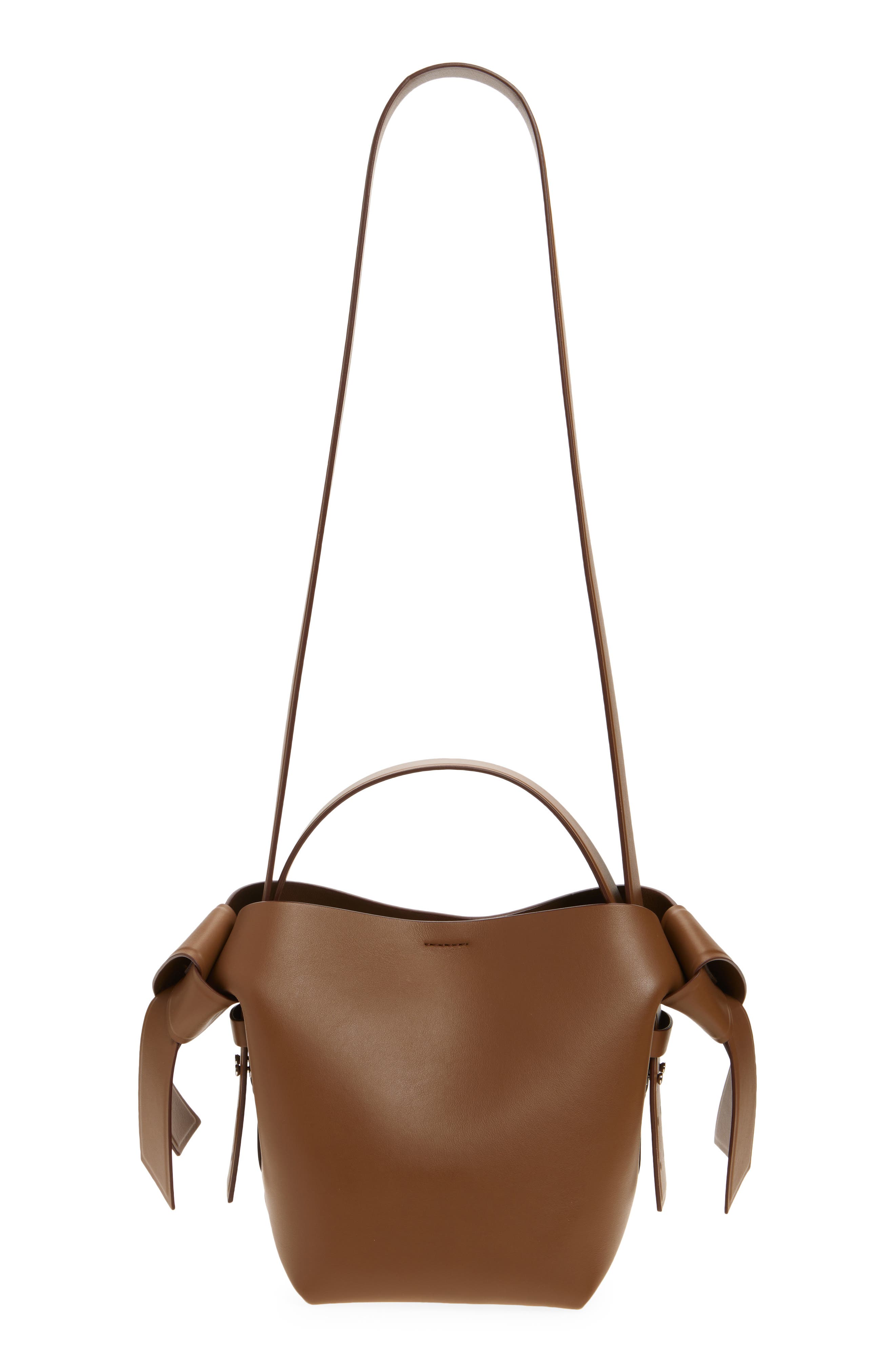 Acne Studios Mini Musubi Leather Shoulder Bag, Alternate, color, Camel Brown