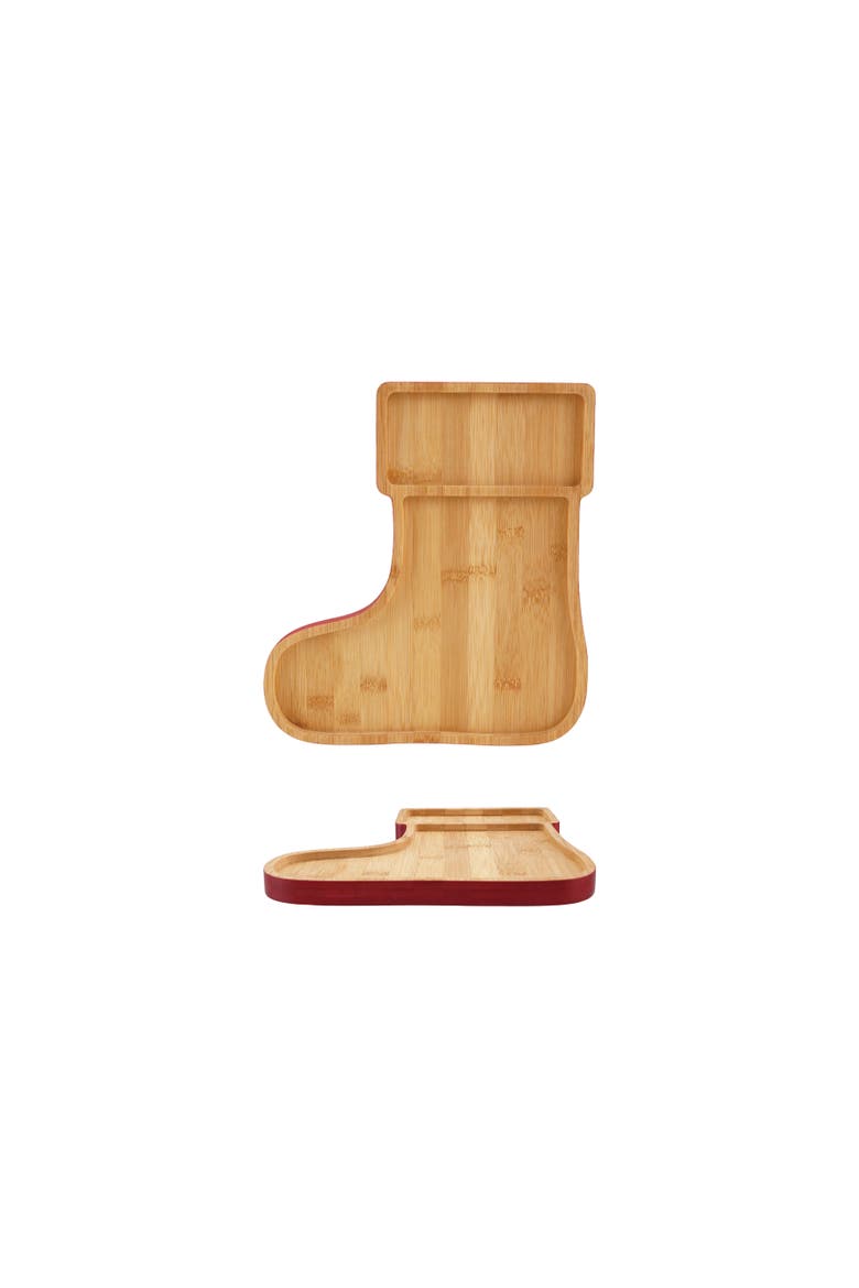 Stocking Silhouette Cheese Board, Main, color, Red and Natural