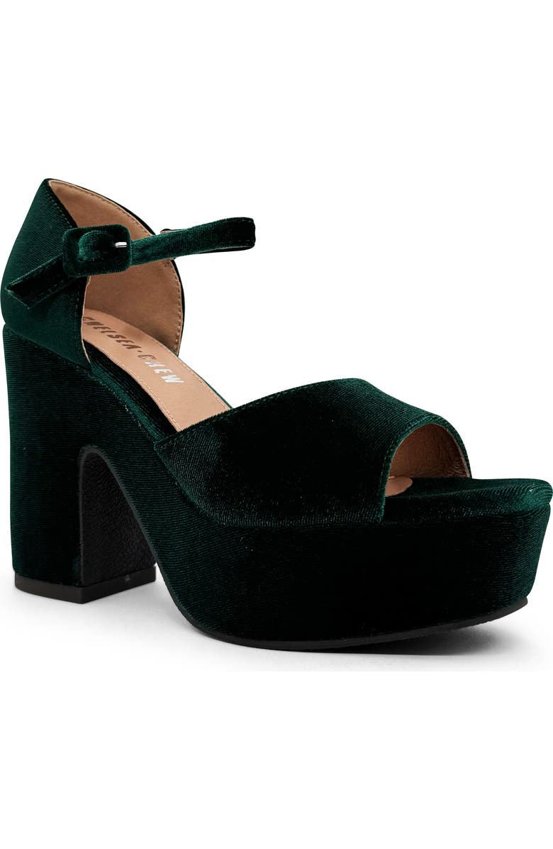 CHELSEA CREW Quill Sandal, Main, color, Green Velvet