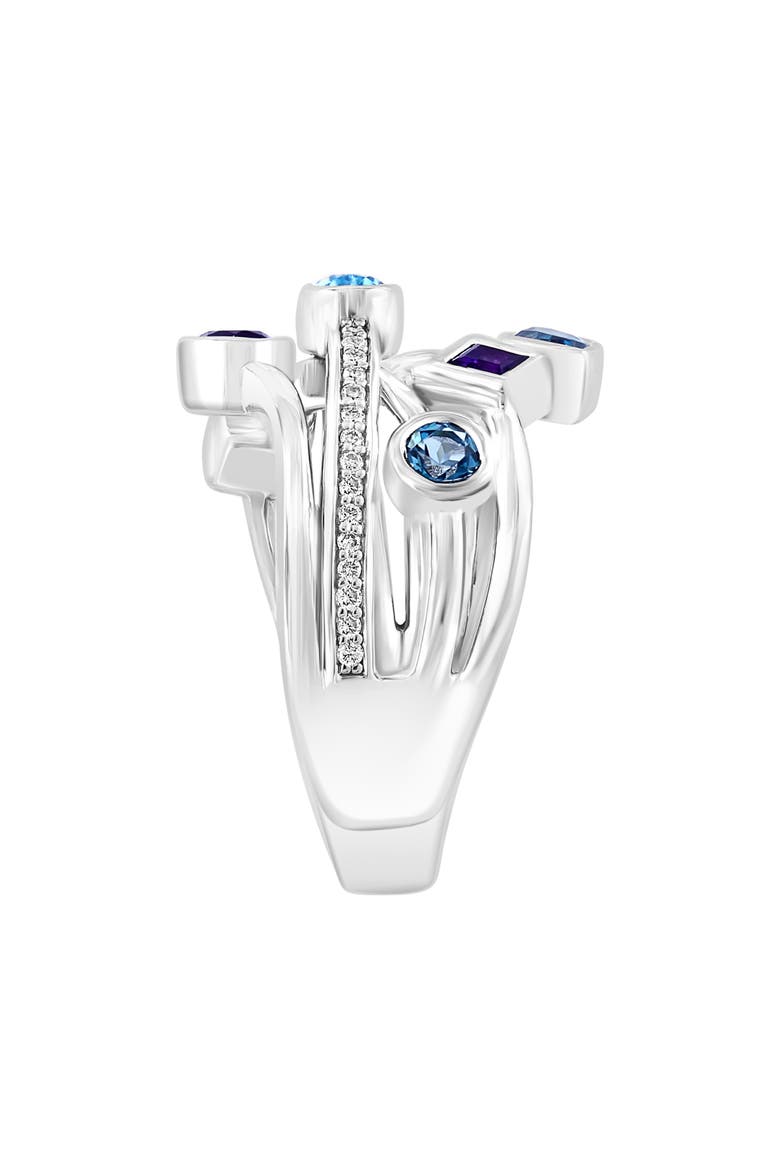 Sterling Silver Diamond Amethyst Blue Topaz Ring - 0.11ct., Alternate, color, MULTI