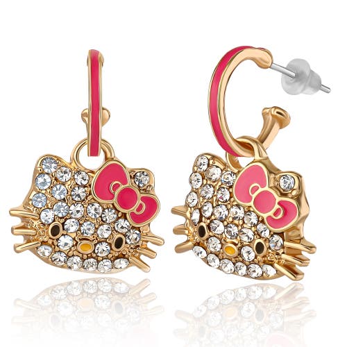 Hello Kitty Pave Crystal Hoop Earring In Gold