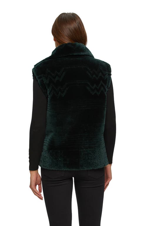 Gorski Grooved Pattern Shearling Lamb Vest In Green