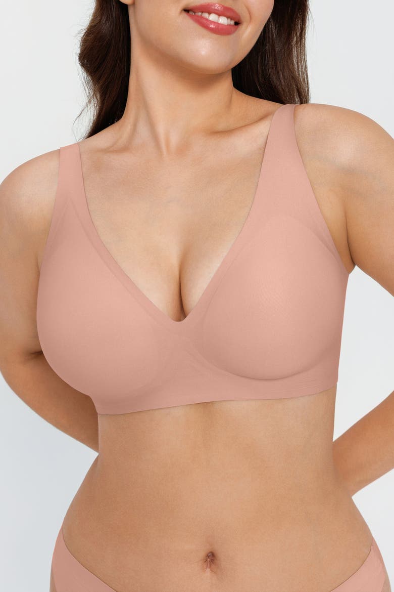 Smooth Wireless Minimizer Everydaywear Jelly Bra, Alternate, color, Blush Pink