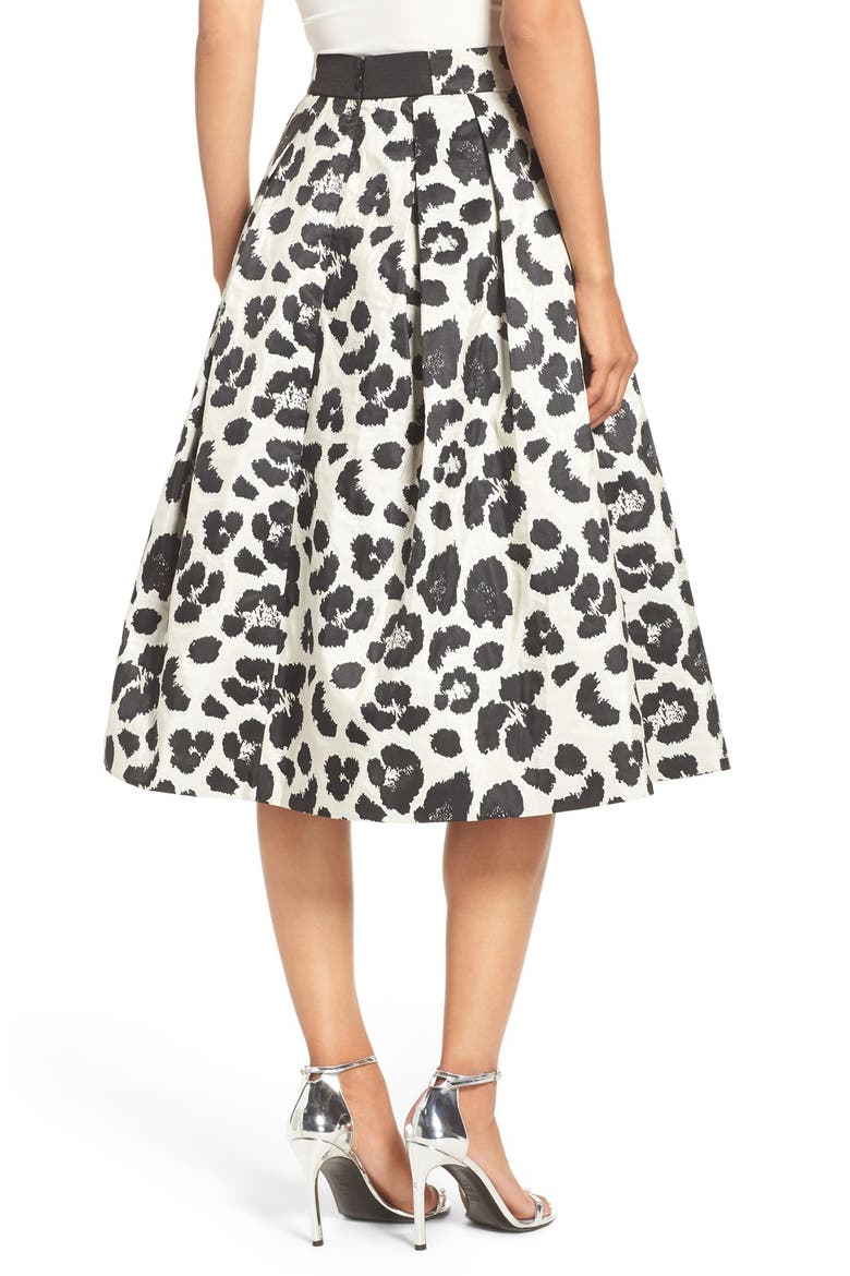 Metallic Jacquard Midi Skirt, Alternate, color, BLACK IVORY