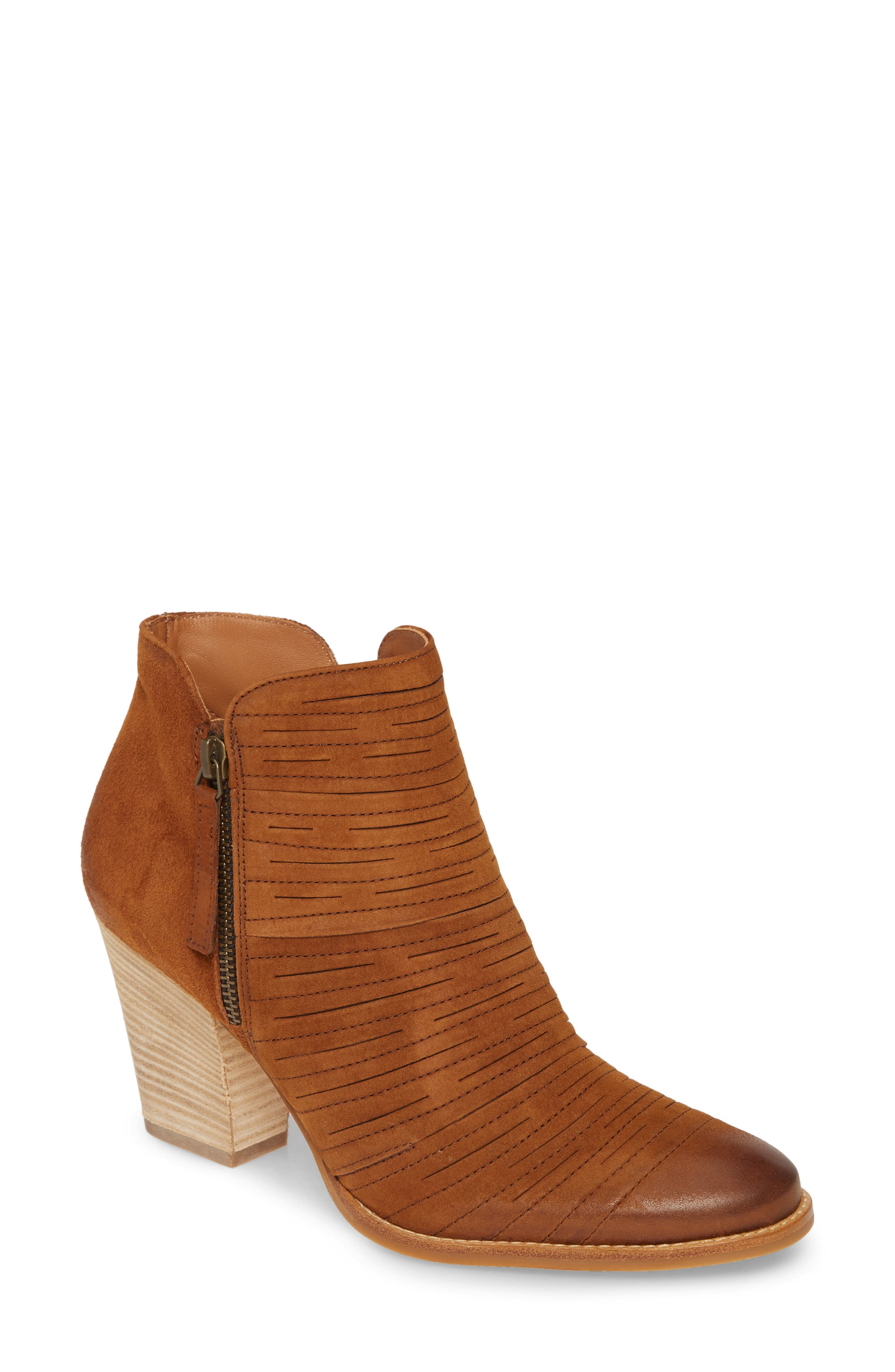 Malibu Sliced Zip Bootie, Main, color, COGNAC