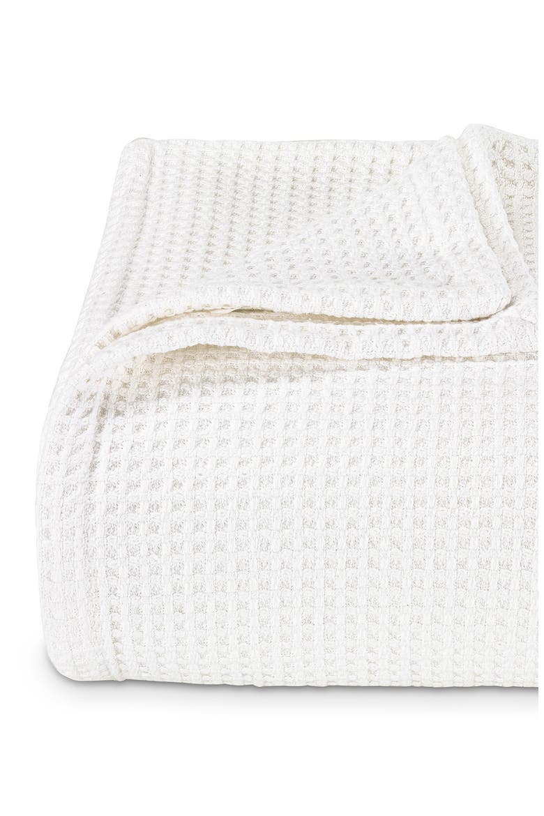 Waffle Weave Cotton Blanket, Alternate, color, WHITE