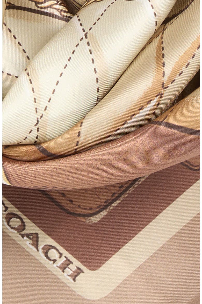 Stacked Tabby Print Silk Square Scarf, Alternate, color, TAN
