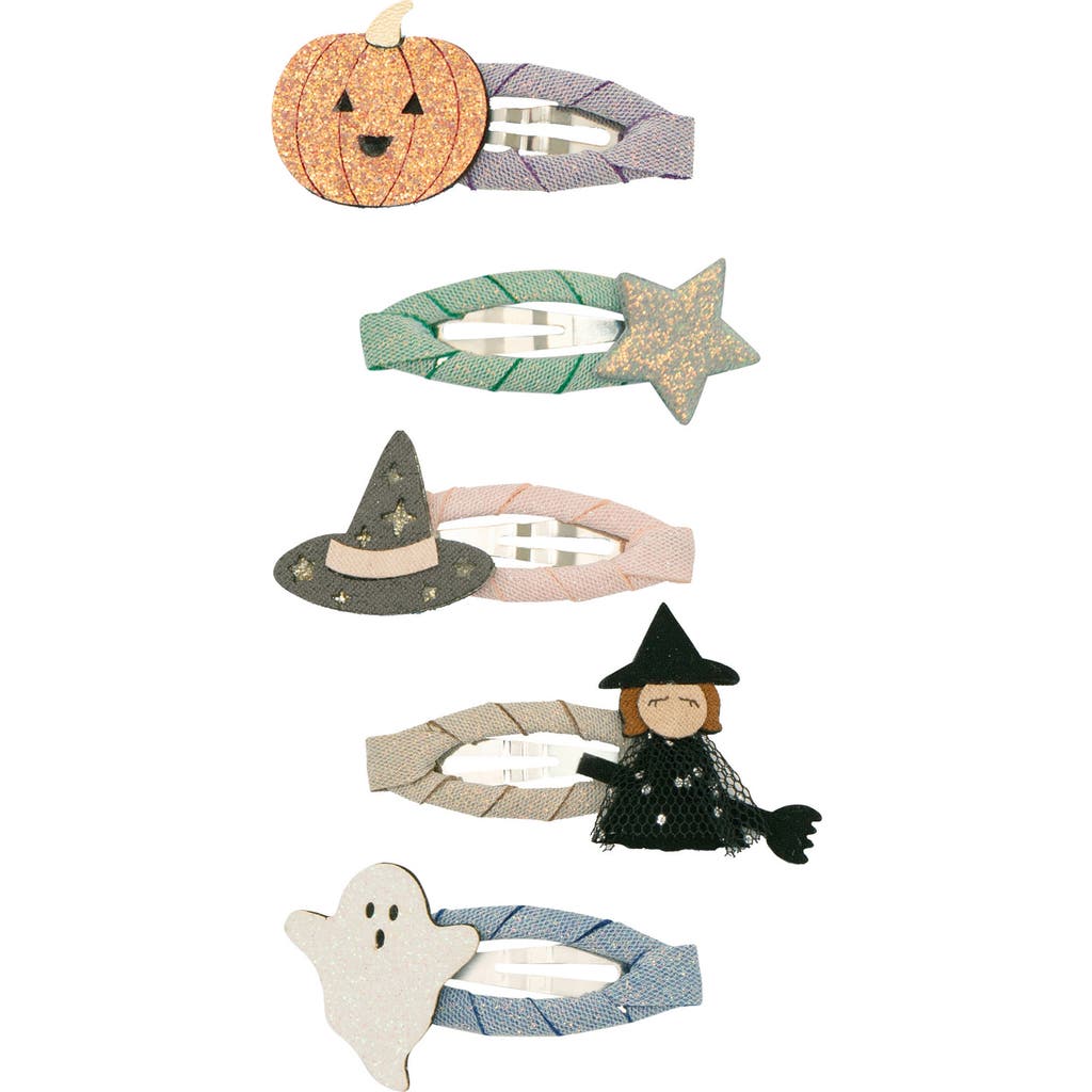 Mimi & Lula Kids' 5-pack Halloween Clic Clacs Hair Clips In Gold