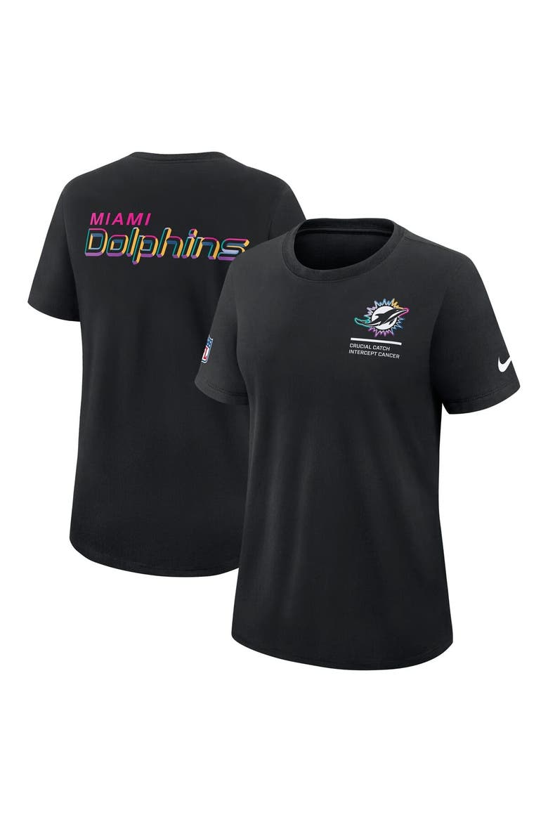 Women's Nike Black Miami Dolphins 2025 NFL Crucial Catch Tri-Blend Dri-FIT T-Shirt, Alternate, color, Black