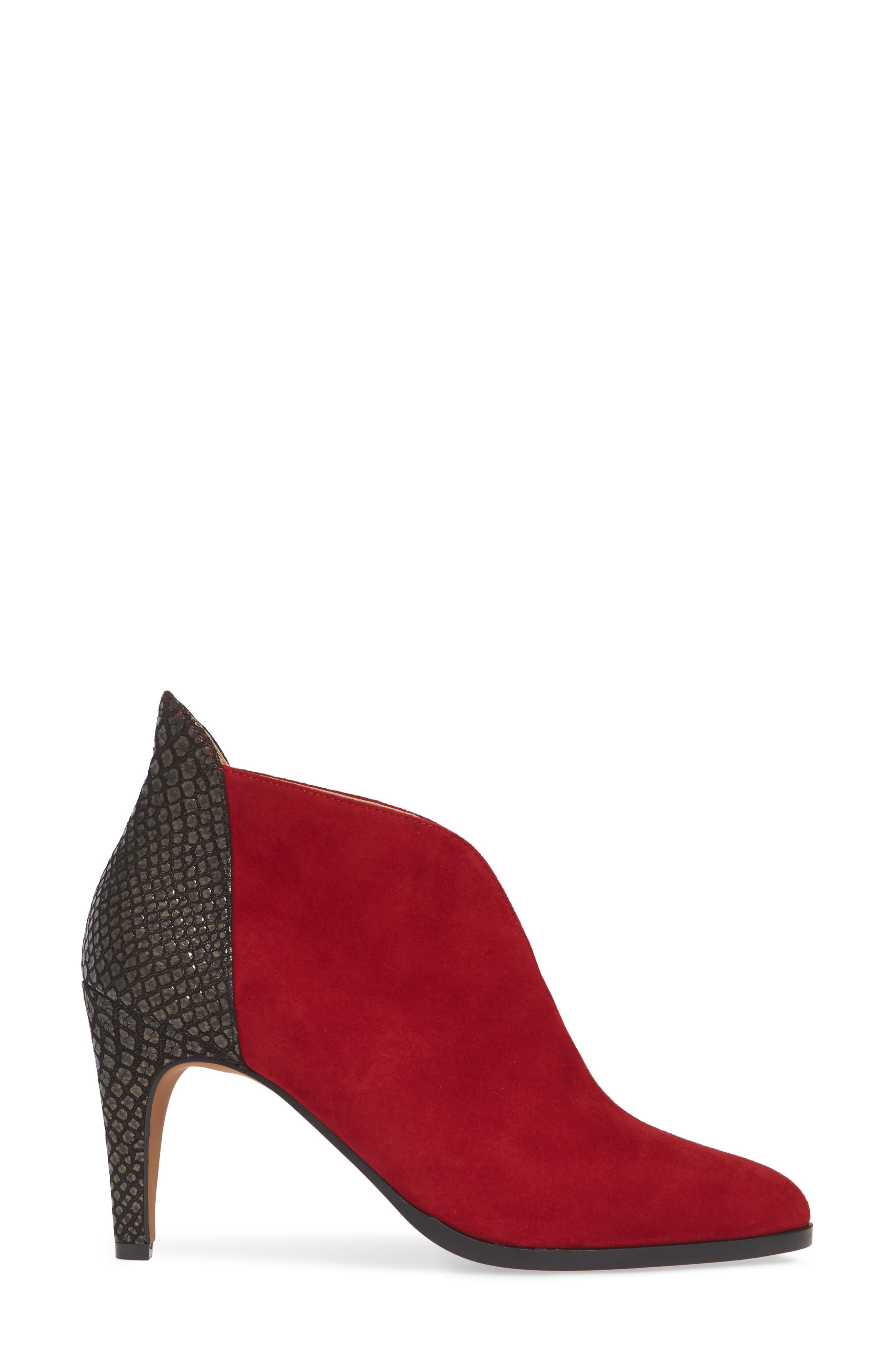 Nia Bootie, Alternate, color, RED/ BLACK SUEDE