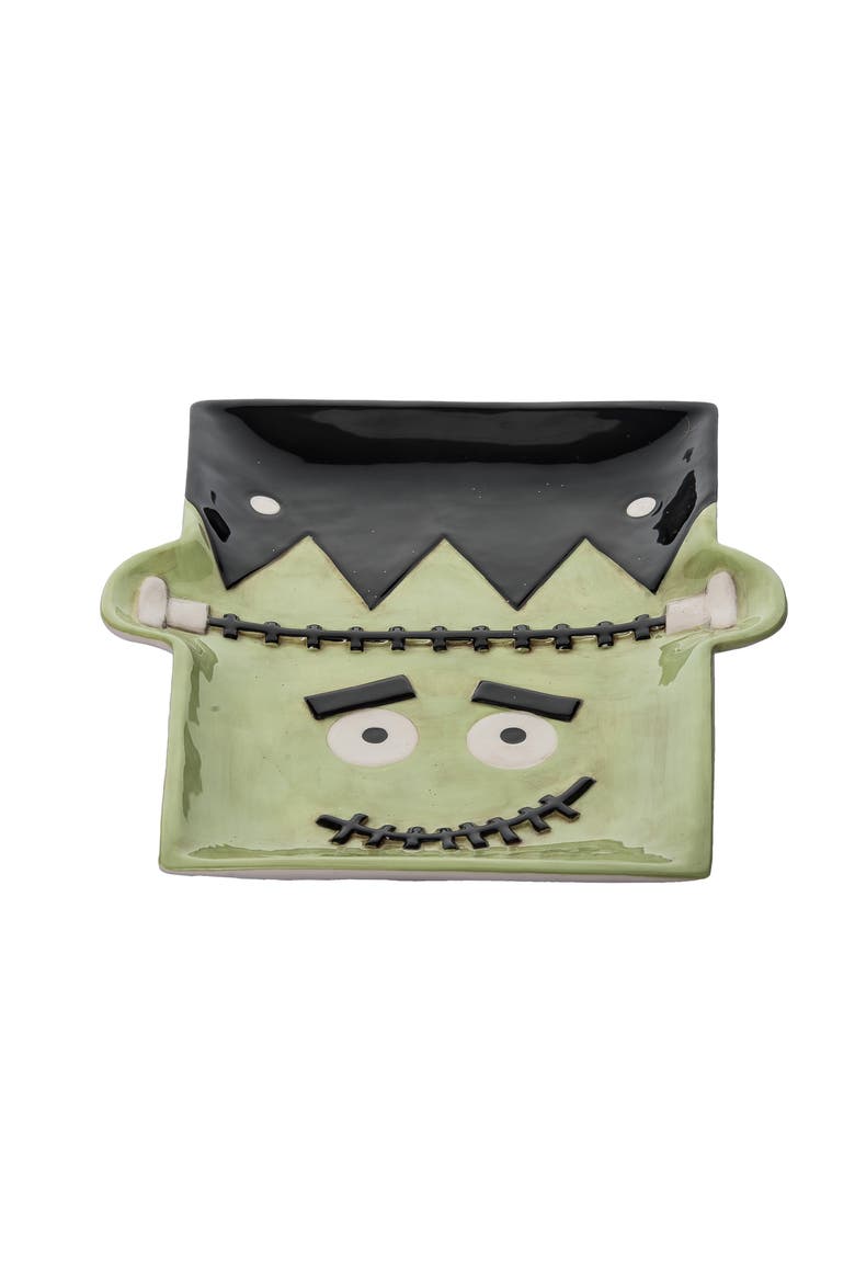 Halloween Frankenstein Serving Platter with Spreader, Alternate, color, Green