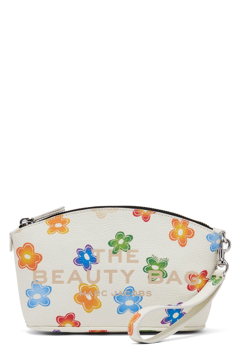 The Beauty Bag Pebble Leather Cosmetics Case, Main, color, WHITE MULTI