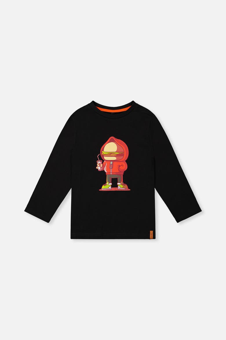 Organic Cotton Crew Neck Street Graphic Long Sleeve T-Shirt, Main, color, Black and Red