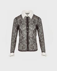 Anne Fontaine Yvonna Long Sleeve Embroidered Lace Shirt
