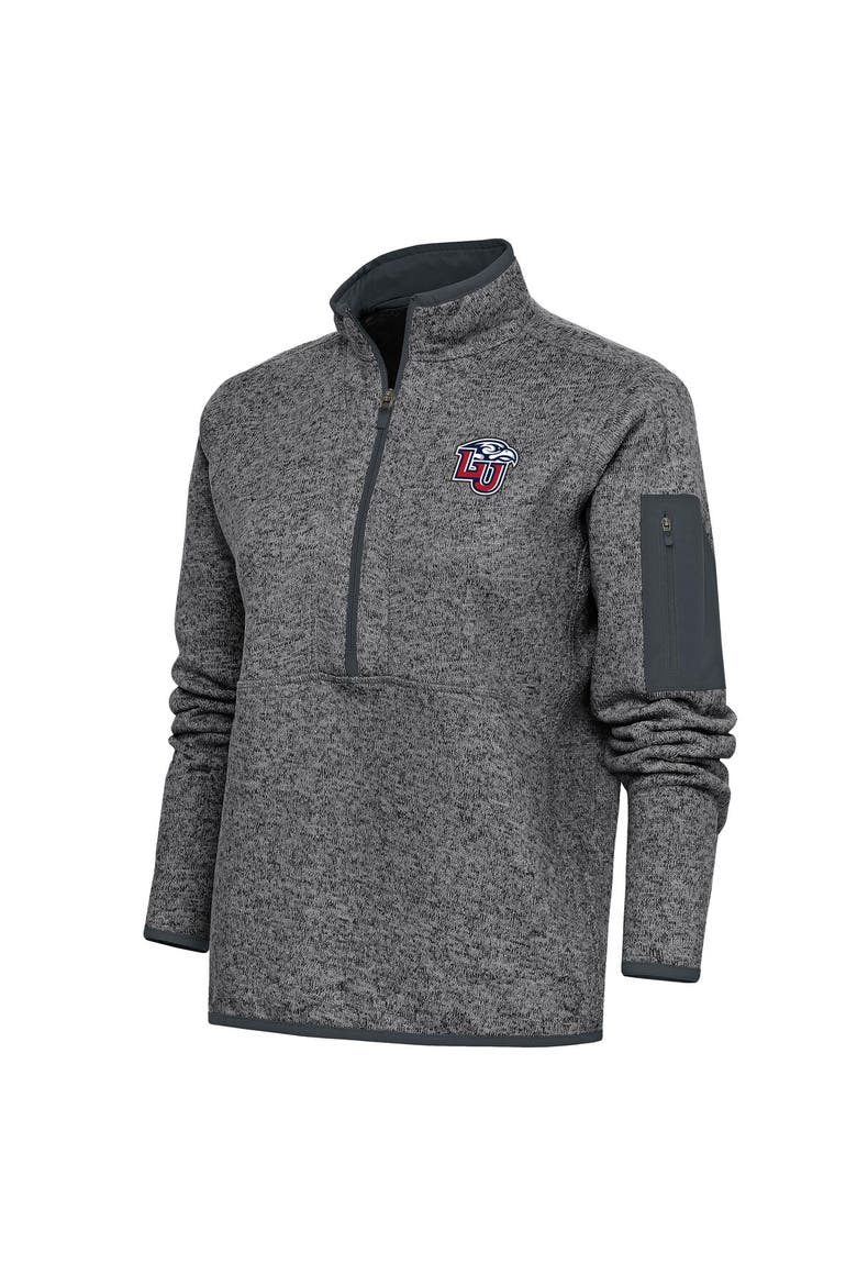 Women's Antigua  Heather Charcoal Liberty Flames Fortune Half-Zip Jacket, Main, color, Heather Charcoal