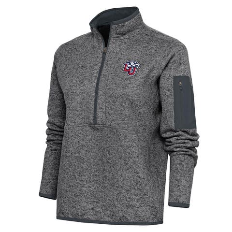 Women's Antigua  Heather Charcoal Liberty Flames Fortune Half-Zip Jacket