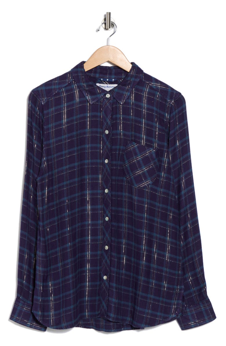 Tommy Bahama Golden Sands Long Sleeve Flannel Shirt, Alternate, color, Coastline
