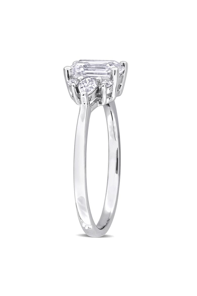 Emerald Cut Lab-Created Moissanite Ring, Alternate, color, WHITE