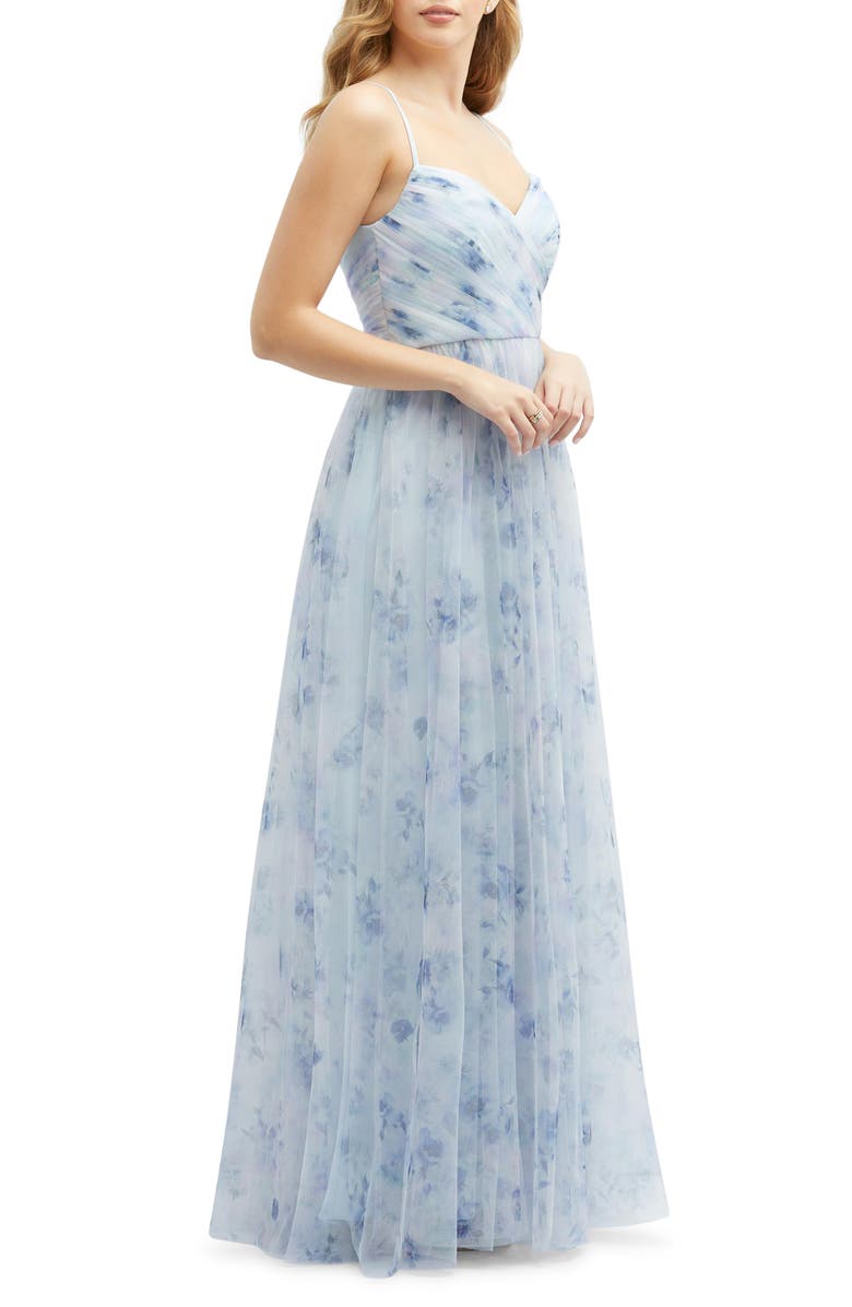 Dessy Collection Floral A-Line Chiffon Gown, Alternate, color, Mist Garden