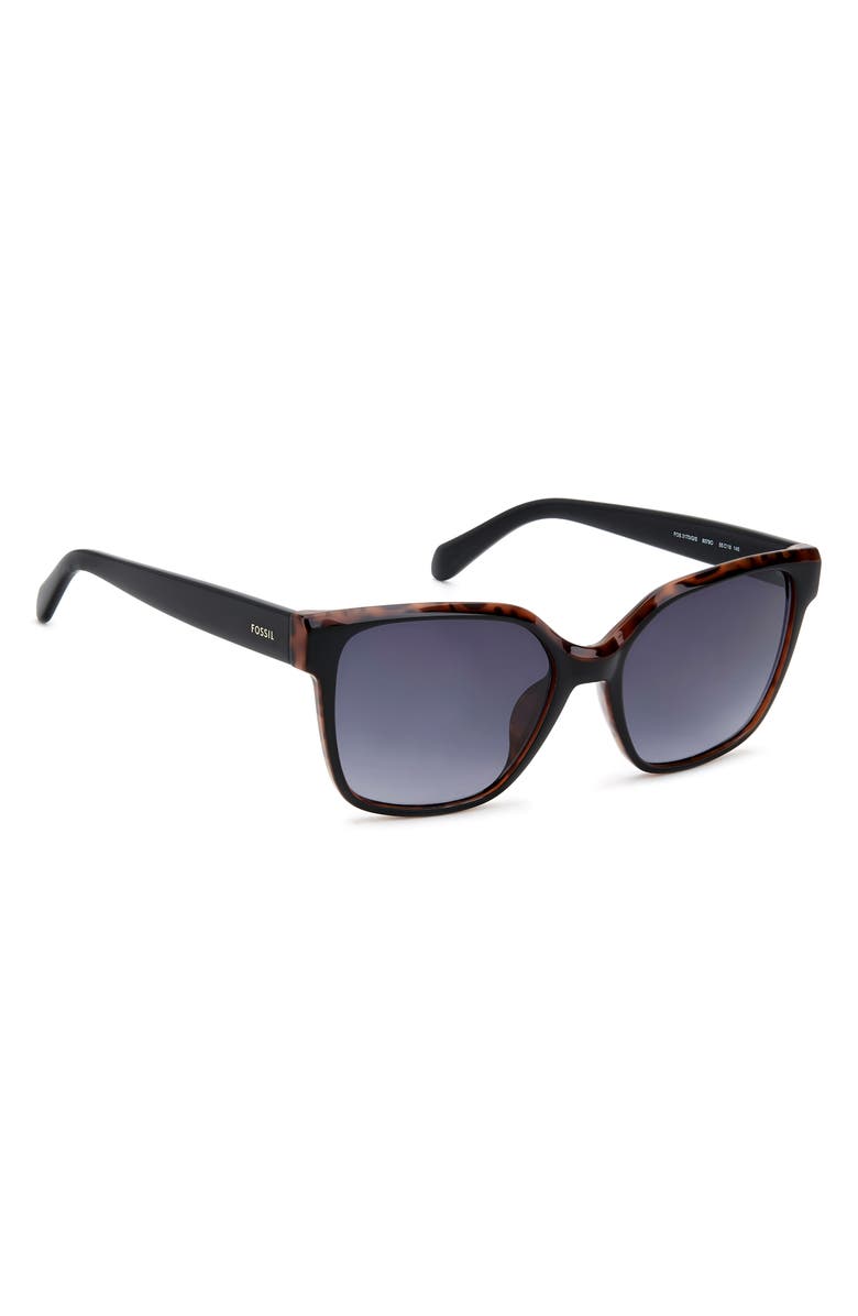 Fossil 55mm Gradient Cat Eye Sunglasses, Alternate, color, Black/ Dark Grey Sf
