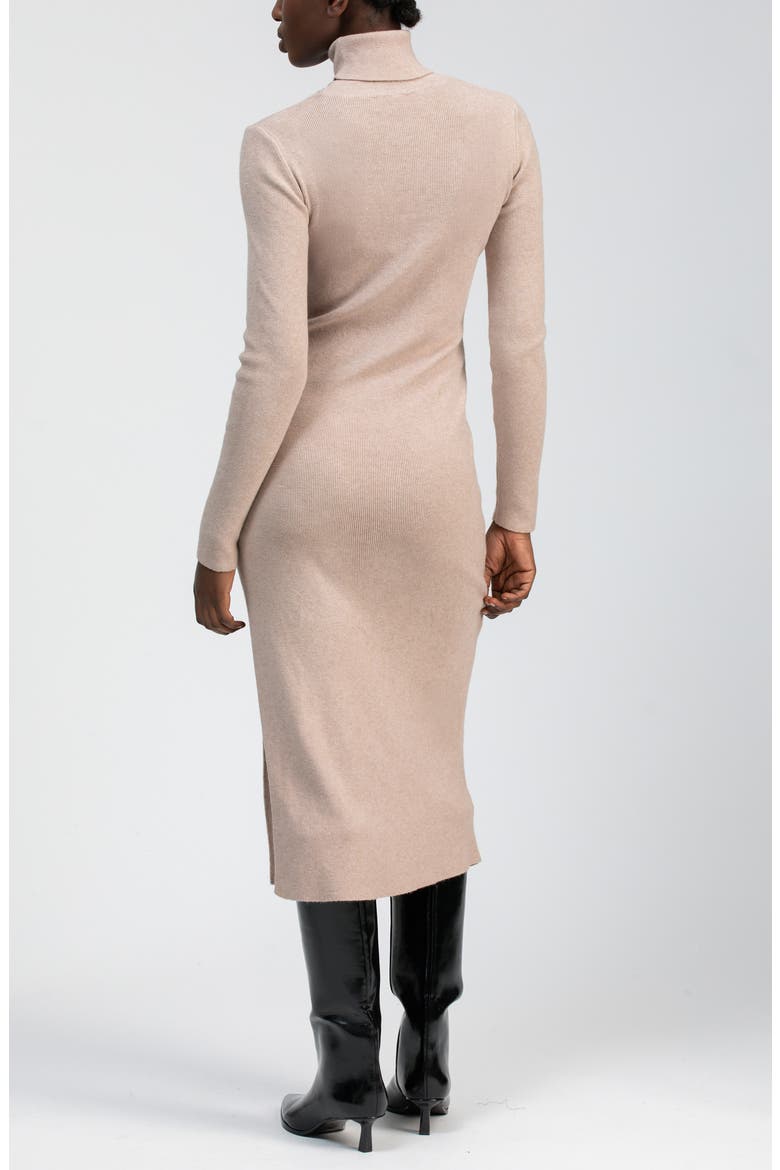 Penelope Long Sleeve Rib Maternity Midi Sweater Dress, Alternate, color, SUNBAKED