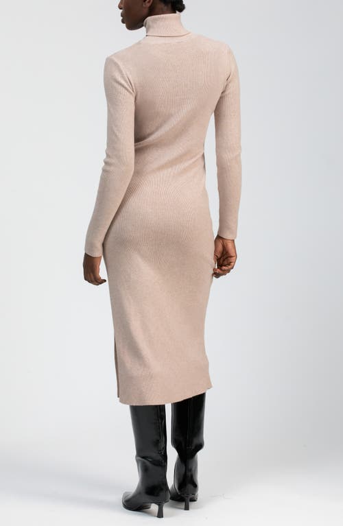 Pietro Brunelli Maternity Penelope Long Sleeve Rib Maternity Midi Sweater Dress In Brown