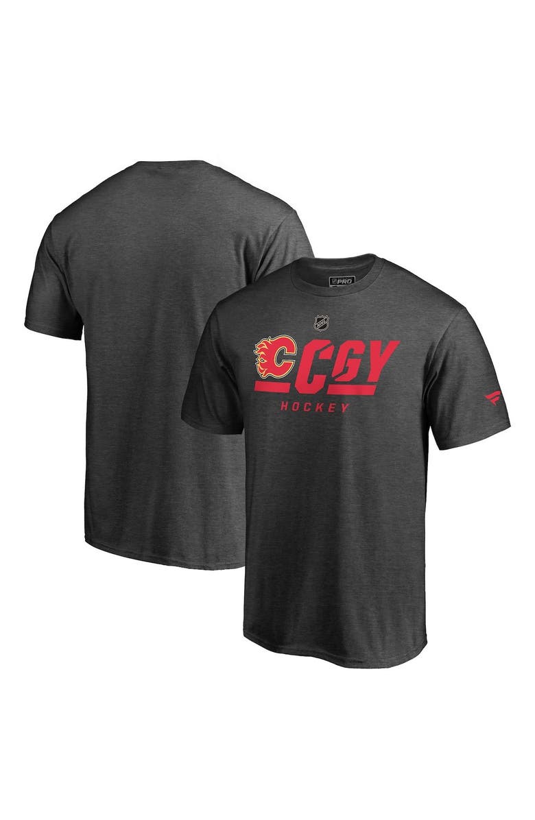 FANATICS Men's Fanatics Branded Gray Calgary Flames Authentic Pro Tricode T-Shirt, Alternate, color,