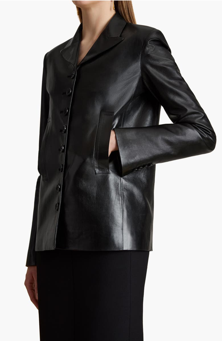 Khaite Saraphina Lambskin Leather Jacket, Alternate, color, 