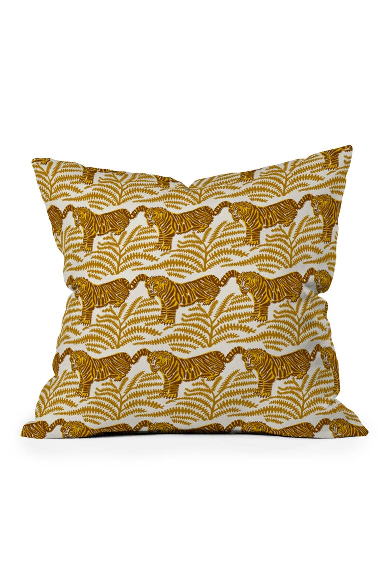 Oasis Tiger Throw Pillow, Main, color, GOLD