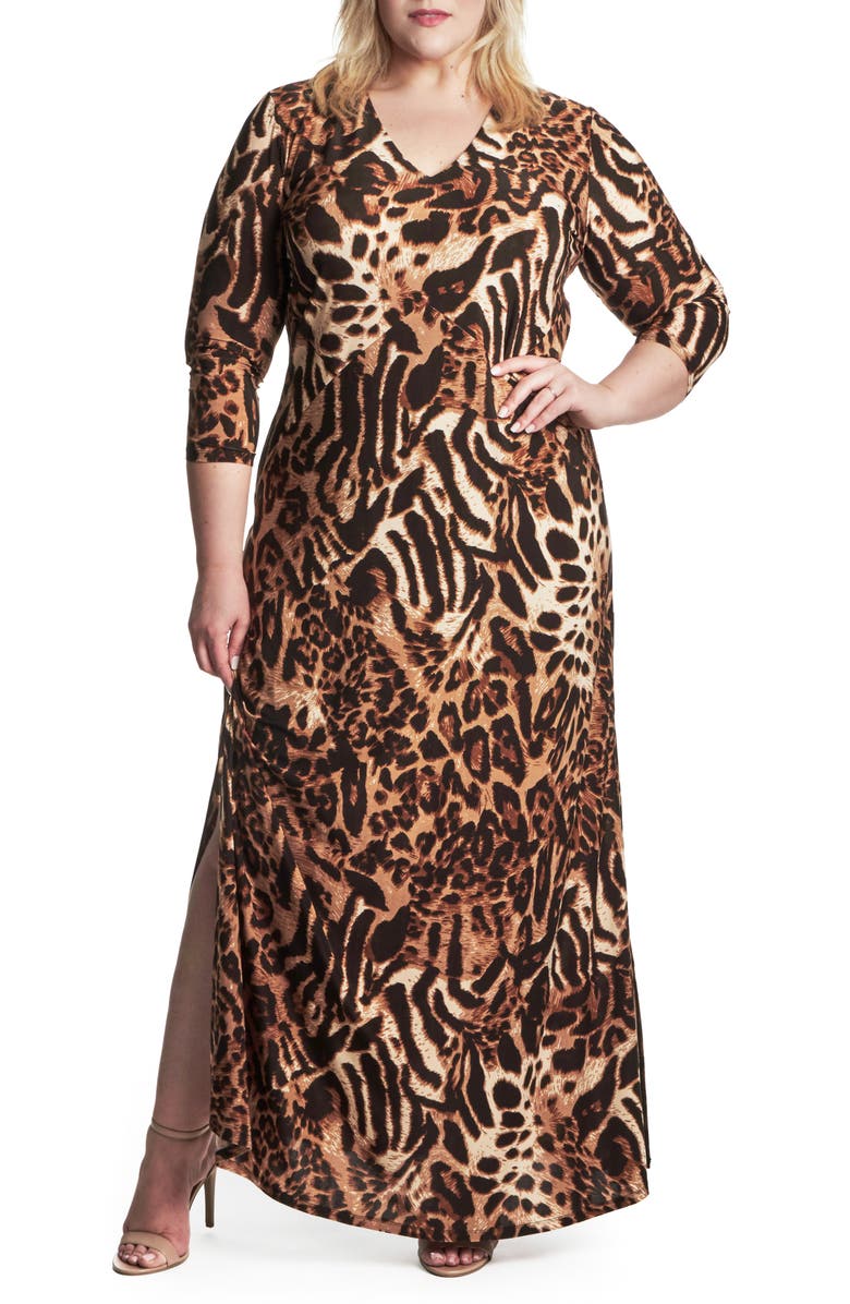 Coldesina Cairo Animal Print Maxi Dress, Main, color, 